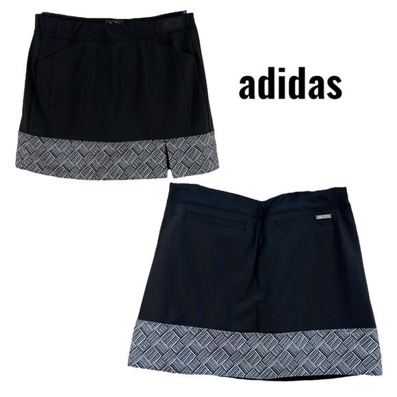 Adidas Skort Women's S Black White A-Line Mini Lined Stretch Pockets Activewear - Picture 2 of 13